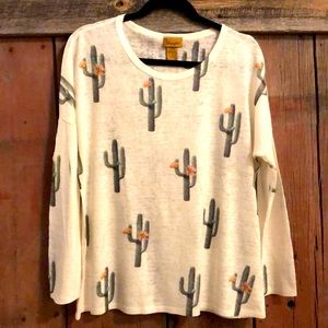 Wrangler Cream Cactus Print Sweater - L